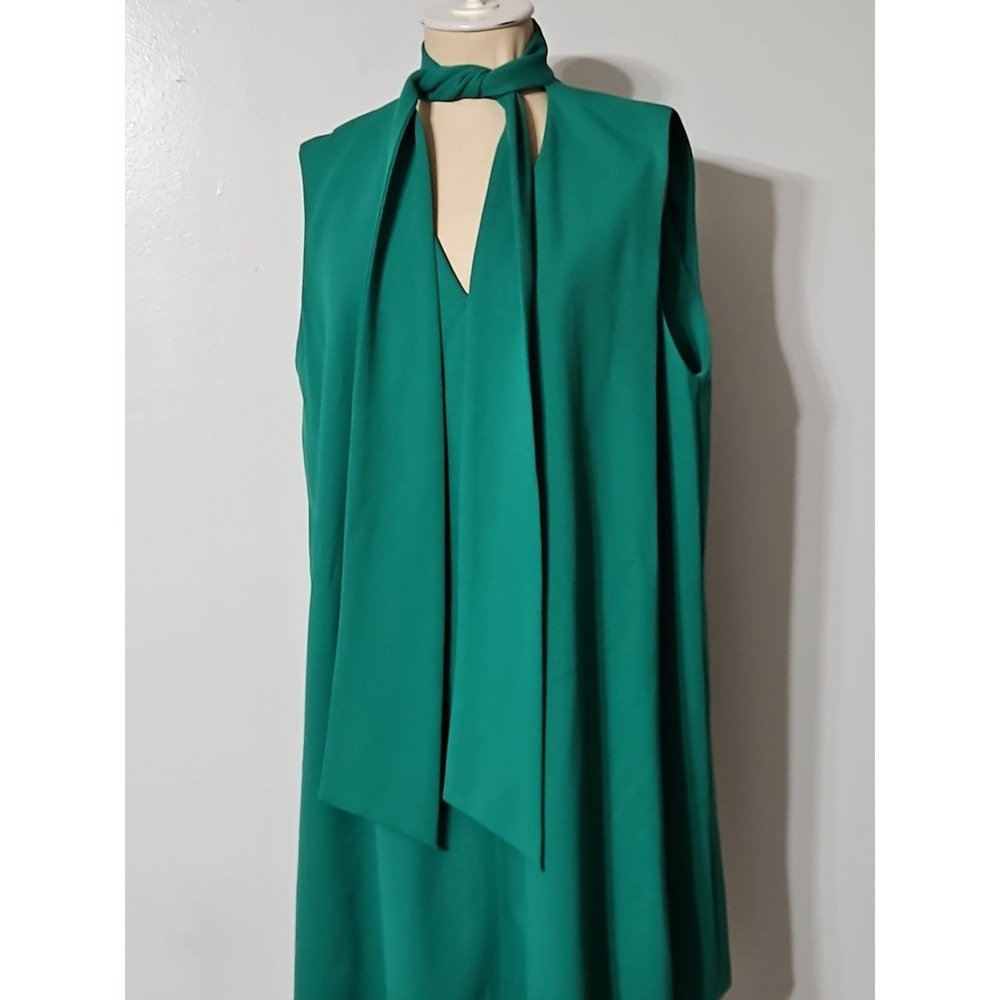 Calvin Klein Women's Green Tie Neck Sleeveless Scuba-crepe Short Shift Dress 14 - Picture 5 of 10